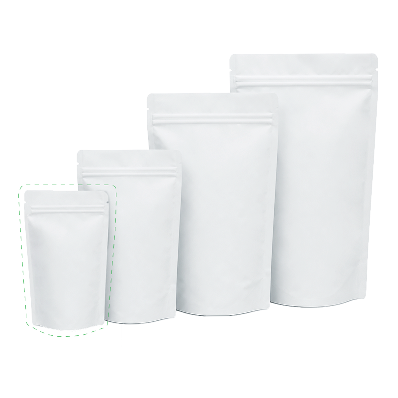 Matte White Zipper Stand 4 oz